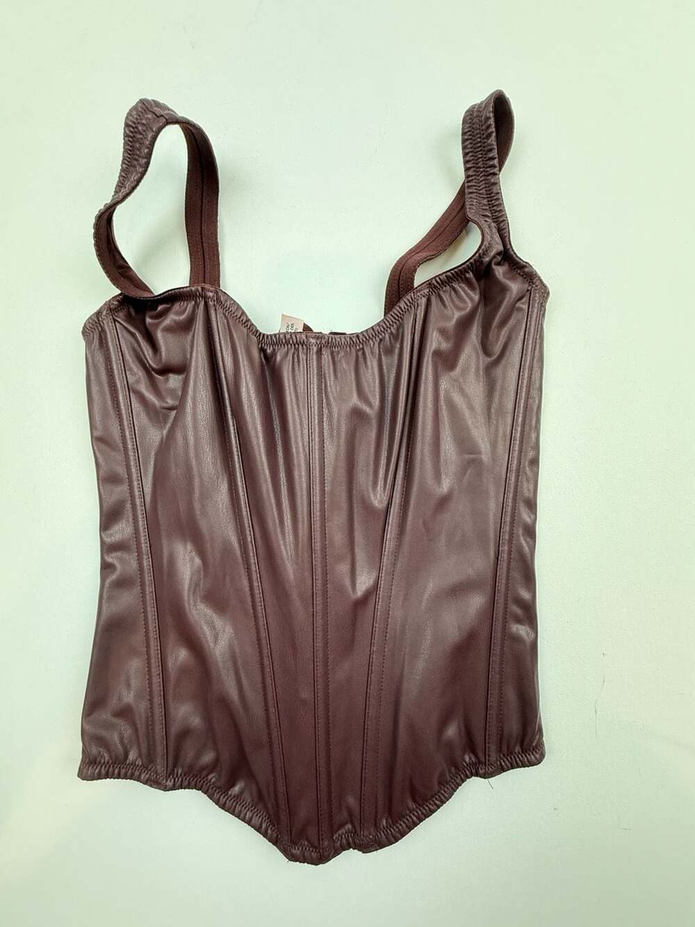 Victoria's Secret Faux Leather Corset Size XS Burgundy
